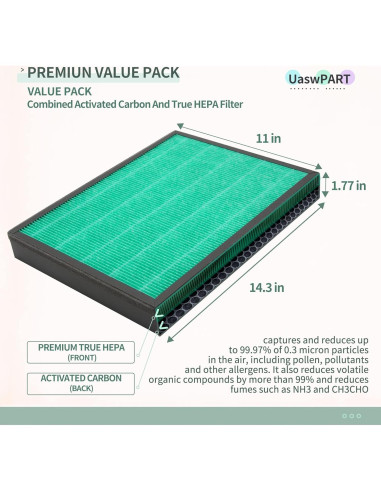 Filtro de Reemplazo UaswPART 400/400S HEPA H13 y Carbón Activado