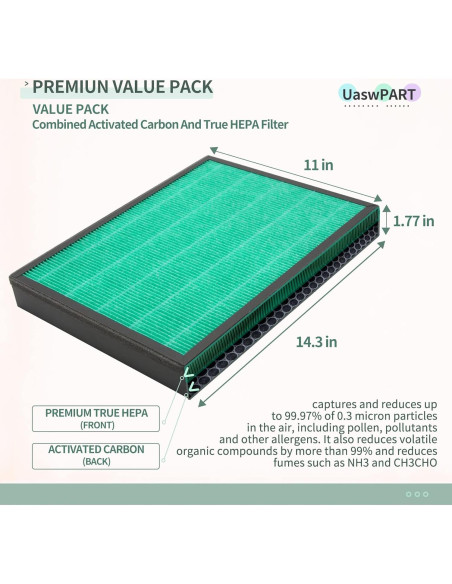 Filtro de Reemplazo UaswPART 400/400S HEPA H13 y Carbón Activado