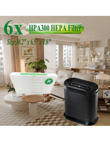 Paquete de 6 Filtros HEPA HPA300 Honeywell para Purificadores