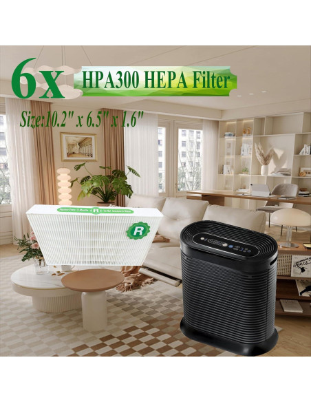 Paquete de 6 Filtros HEPA HPA300 Honeywell para Purificadores