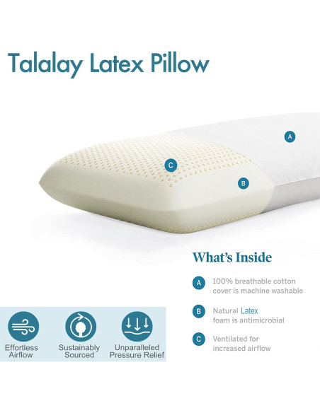 Almohada de látex UPOUEIM Estándar 100% Natural Transpirable