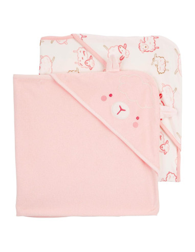 Toallas con Capucha para Bebé Carter's 2-pk Rosa/Marfil