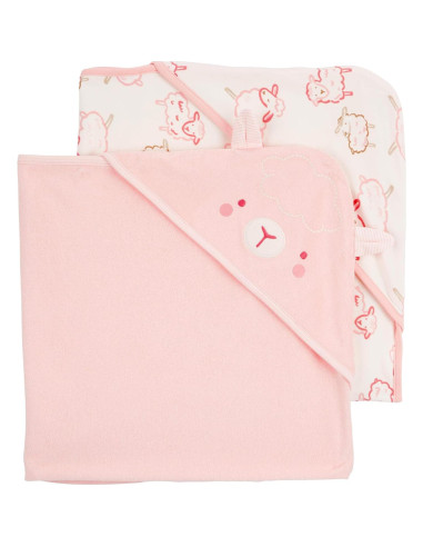 Toallas con Capucha para Bebé Carter's 2-pk Rosa/Marfil