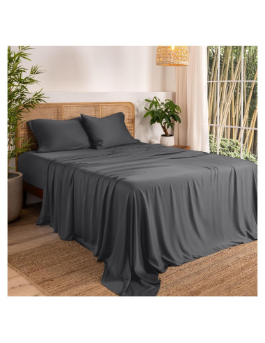 Conjunto de Sábanas 5 Piezas Bare Home Reina Dividida Gris