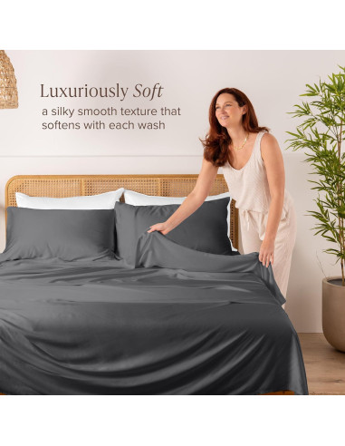 Conjunto de Sábanas 5 Piezas Bare Home Reina Dividida Gris