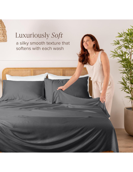 Conjunto de Sábanas 5 Piezas Bare Home Reina Dividida Gris