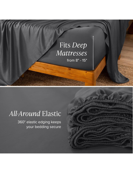 Conjunto de Sábanas 5 Piezas Bare Home Reina Dividida Gris