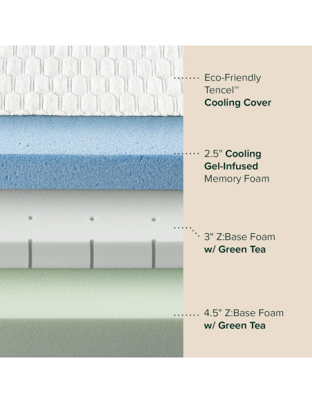 Colchón ZINUS Bliss de Espuma Viscoelástica 25.4 cm Reina