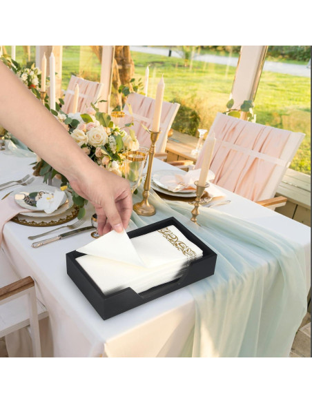 Soporte de Servilletas de Madera Gtencemen Negro 24.1x14x5.1cm