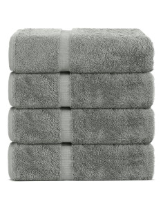 Juego de 4 Toallas de Baño Premium Algodón Chakir Gris