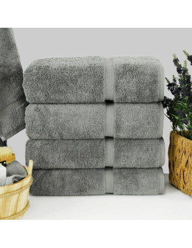 Juego de 4 Toallas de Baño Premium Algodón Chakir Gris