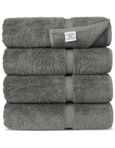 Juego de 4 Toallas de Baño Premium Algodón Chakir Gris