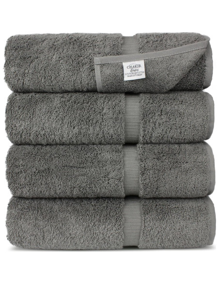 Juego de 4 Toallas de Baño Premium Algodón Chakir Gris