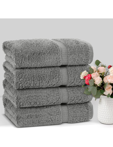 Juego de 4 Toallas de Baño Premium Algodón Chakir Gris