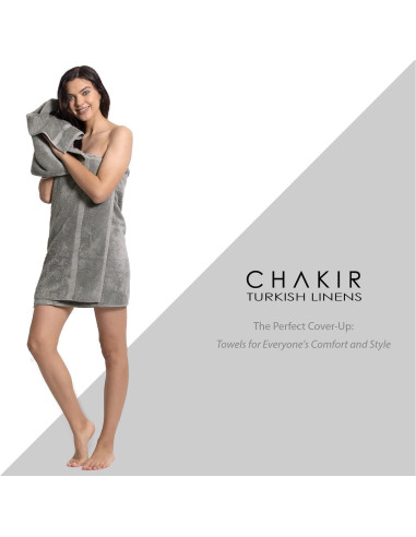 Juego de 4 Toallas de Baño Premium Algodón Chakir Gris