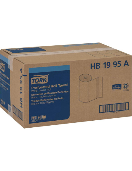 Rollo Jumbo de Toalla de Papel Tork HB1995A, 210 Hojas, 12 Unidades