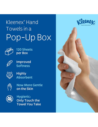 KLEENEX Toallas de Mano Pop-Up 120 Piezas Papel 22.86x26.67cm