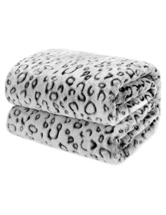 Manta Acolchada ZHIKU Leopardo Gris 100x130 cm Suave y Ligera