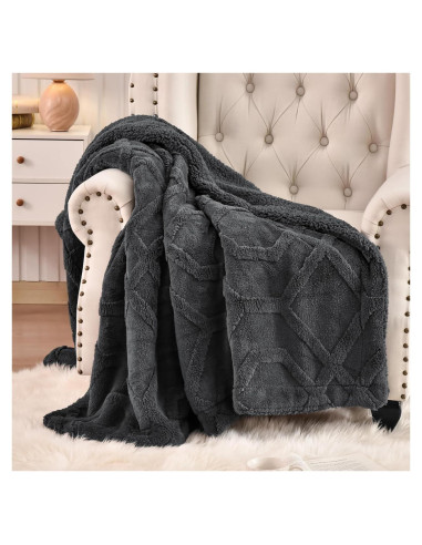 Manta de Fleece PHF Gris Oscuro 127x152cm Invierno 510GSM
