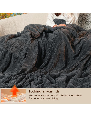 Manta de Fleece PHF Gris Oscuro 127x152cm Invierno 510GSM
