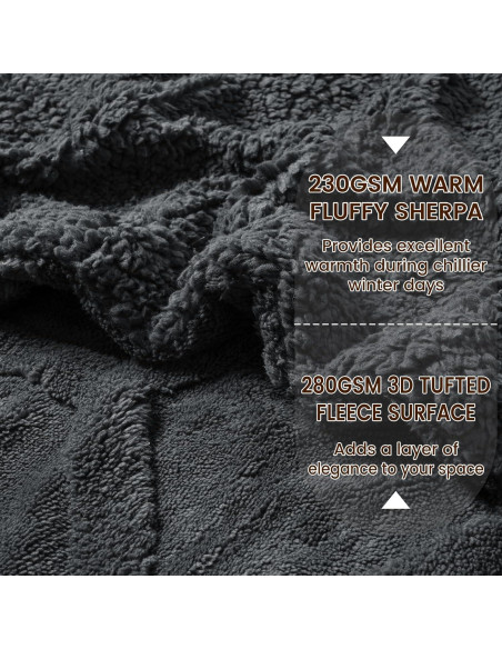 Manta de Fleece PHF Gris Oscuro 127x152cm Invierno 510GSM