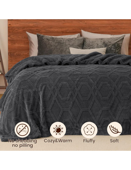 Manta de Fleece PHF Gris Oscuro 127x152cm Invierno 510GSM
