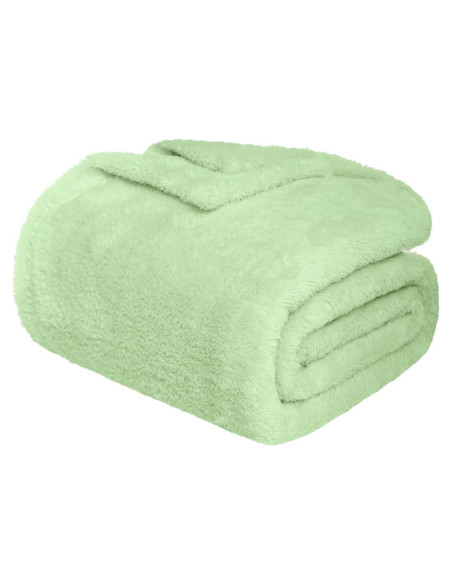 Manta de lana Sherpa Genérica King 264x229 cm Verde Salvia
