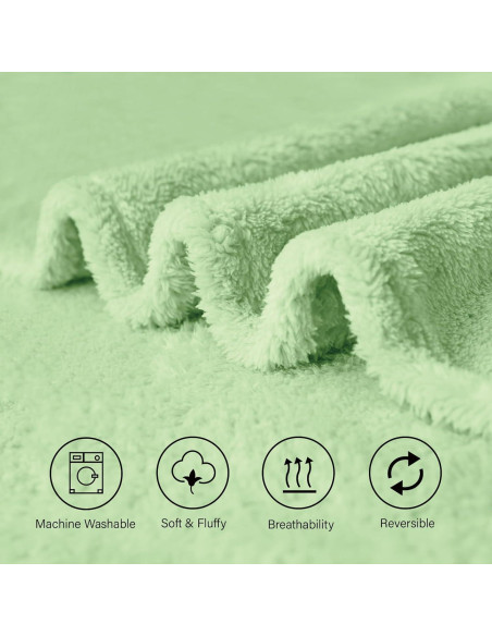 Manta de lana Sherpa Genérica King 264x229 cm Verde Salvia