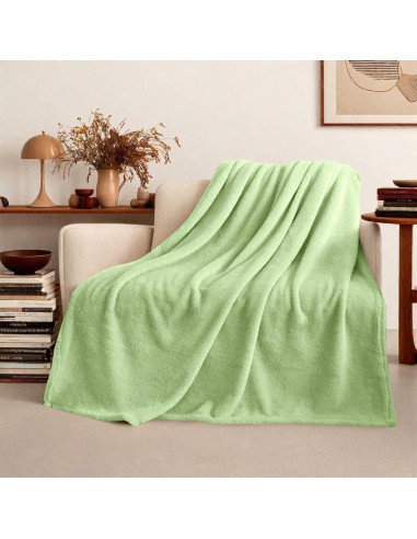 Manta de lana Sherpa Genérica King 264x229 cm Verde Salvia