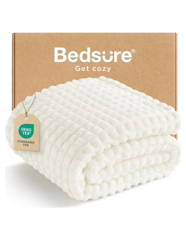 Manta de Lanzar Bedsure Blanca 127x152 cm Suave y Acogedora