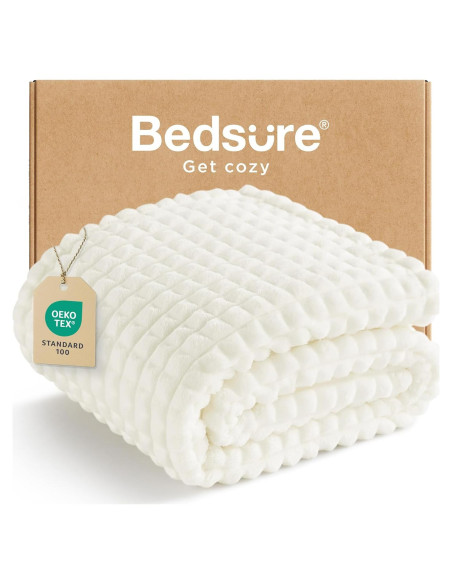 Manta de Lanzar Bedsure Blanca 127x152 cm Suave y Acogedora