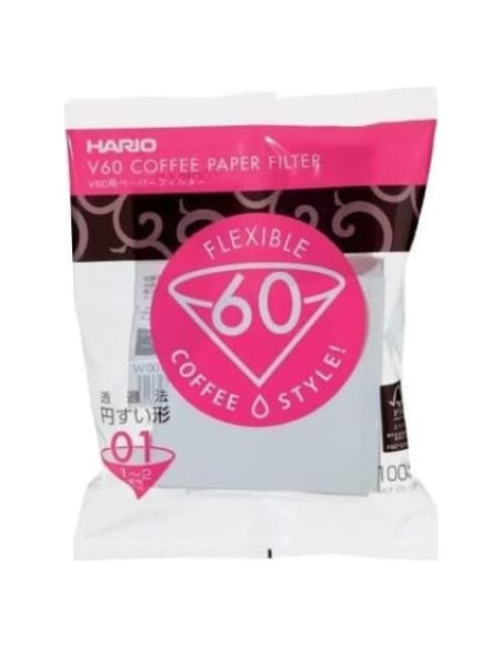 Filtros de Café de Papel Hario V60 Tamaño 01 - 100 Unidades