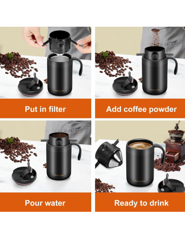 Set de Cafetera Pour Over OARSE 4 Piezas Acero Inoxidable