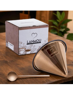 Filtro de café reutilizable Lanmou de acero inoxidable oro rosa 2