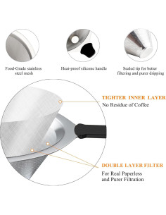 Filtro de café reutilizable Meichu 2PCS acero inoxidable 2