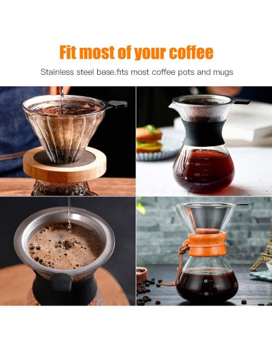 Filtro de café reutilizable Meichu 2PCS acero inoxidable