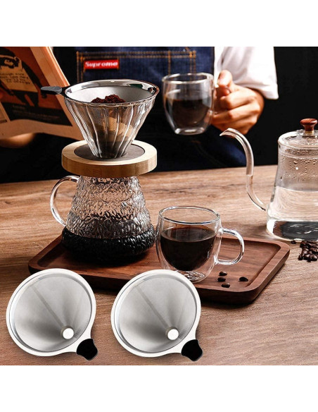 Filtro de café reutilizable Meichu 2PCS acero inoxidable