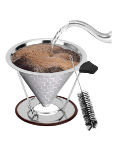 Goteador de Café AKEYSRC de Acero Inoxidable Reutilizable 1-4 Tazas