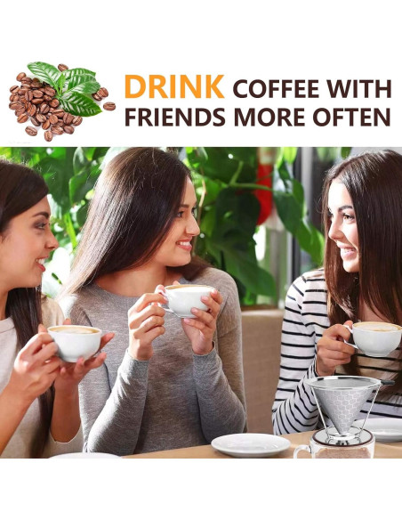 Goteador de Café AKEYSRC de Acero Inoxidable Reutilizable 1-4 Tazas