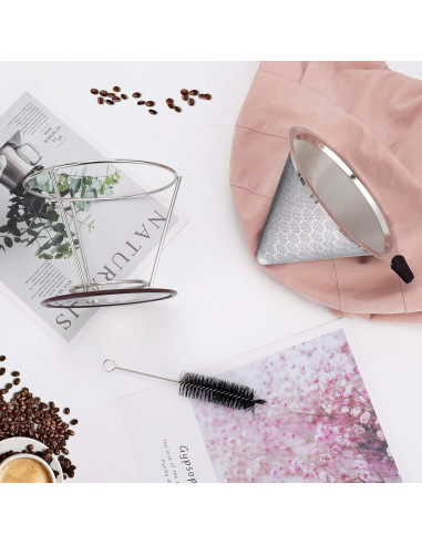 Goteador de Café AKEYSRC de Acero Inoxidable Reutilizable 1-4 Tazas