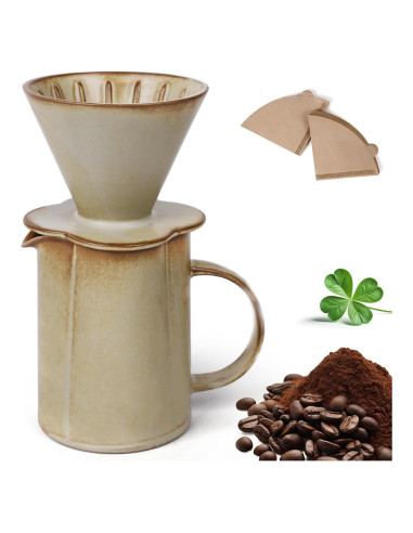 Cafetera de Goteo AZYM Amarilla con Dripper V60 y 20 Filtros