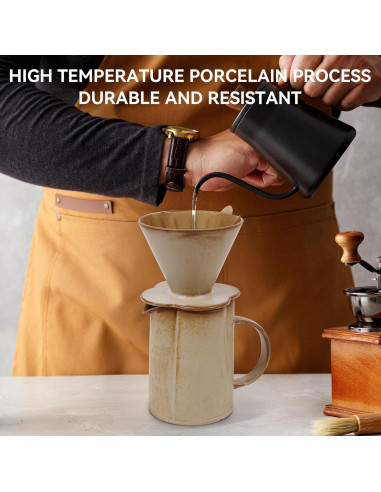 Cafetera de Goteo AZYM Amarilla con Dripper V60 y 20 Filtros