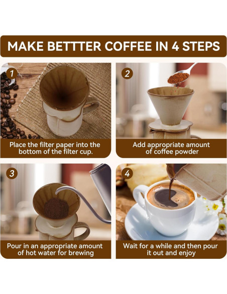 Cafetera de Goteo AZYM Amarilla con Dripper V60 y 20 Filtros