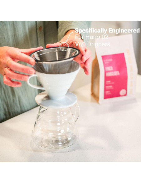 Filtro de café reutilizable Quell para Hario V60-02, acero inoxidable