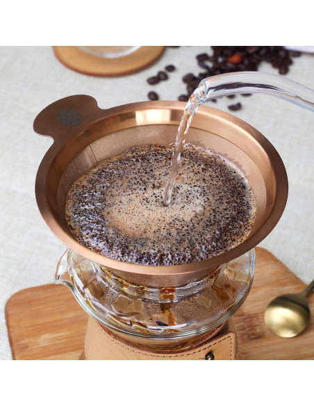 Dripper de Café Reutilizable ATHIA Dorado, Acero Inoxidable