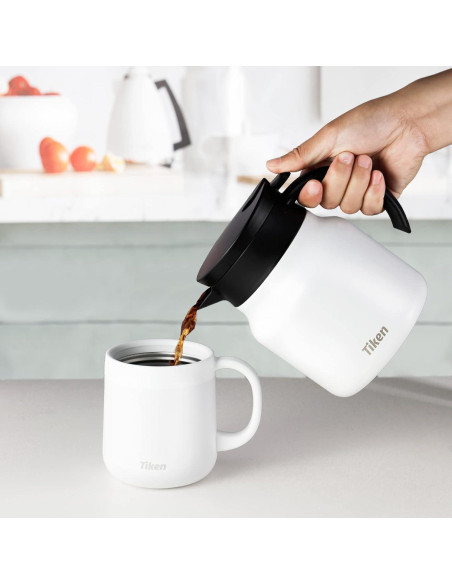 Servidor de Café Tiken 800ML Acero Inoxidable Aislado Blanco