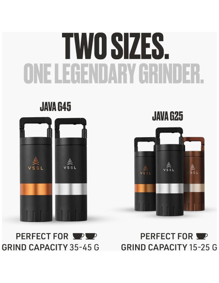 Molinillo de Café Manual VSSL Java G45 - Acero Inoxidable, 45g