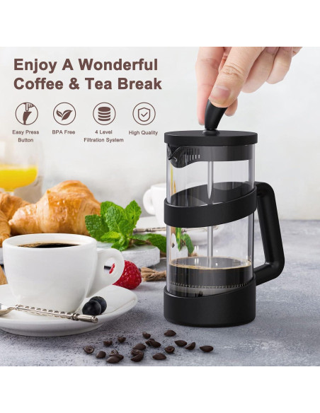 Prensa Francesa RAINBEAN 1000 ml Vidrio para Café y Té