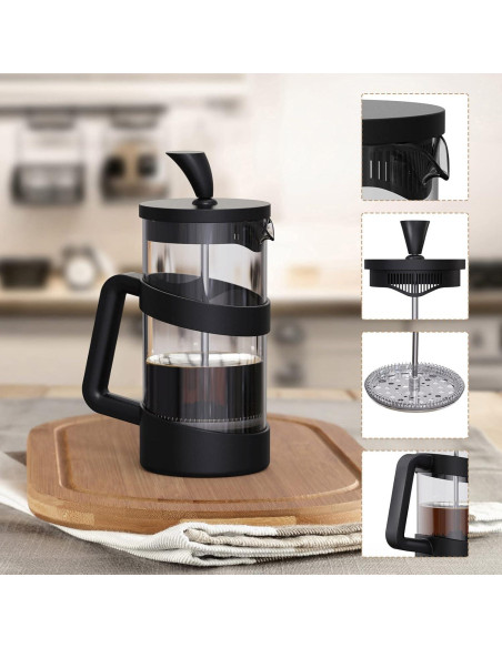 Prensa Francesa RAINBEAN 1000 ml Vidrio para Café y Té