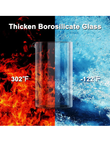 Prensa Francesa RAINBEAN 1000 ml Vidrio para Café y Té